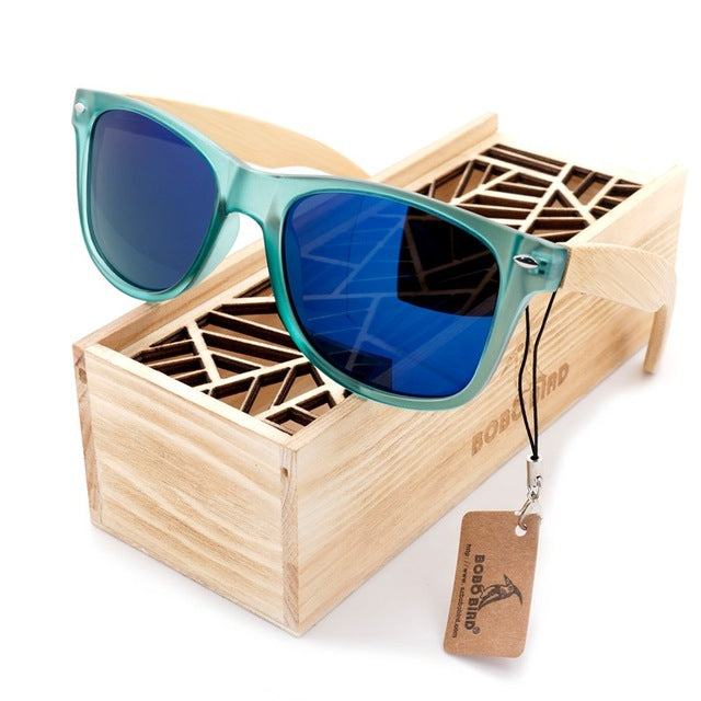 Bamboo Wood Holder Sun Glass with Retail Wood Box