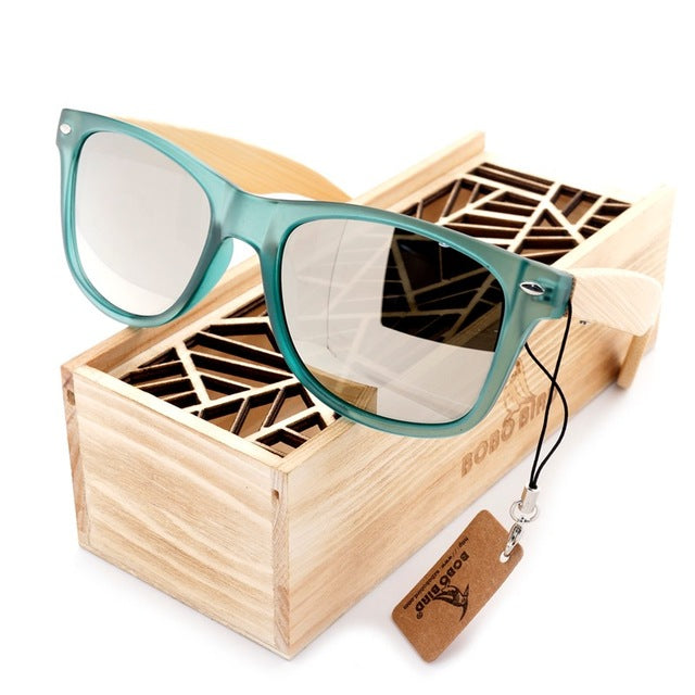 Bamboo Wood Holder Sun Glass with Retail Wood Box