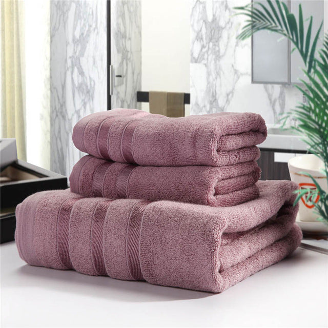 3PCS/SET Towel Set Bamboo Fiber Cotton 1*Bath Towel