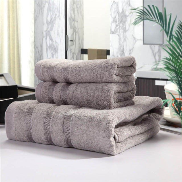 3PCS/SET Towel Set Bamboo Fiber Cotton 1*Bath Towel