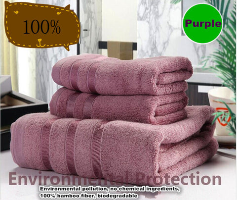 Bamboo towel Set, 3 Colors Purple/Silver/Coffee