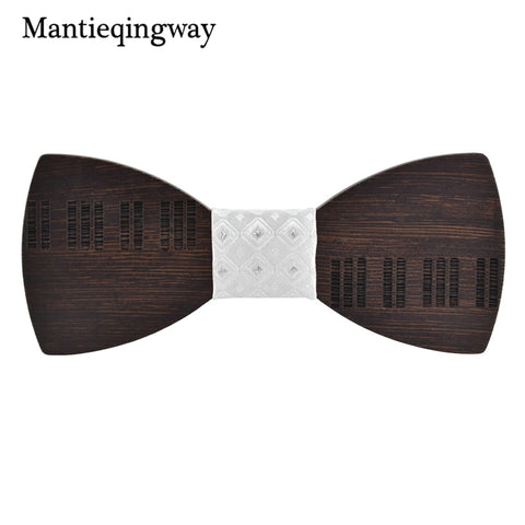 Mantieqingway Vintage Style Wood Bowtie for Mens
