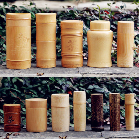 bamboo tube tea and coffee jars small storage box